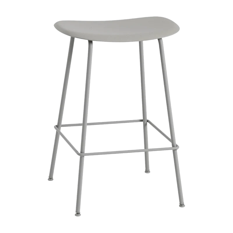 Tabouret de bar 65 cm gris piétement tubes Fiber - Muuto