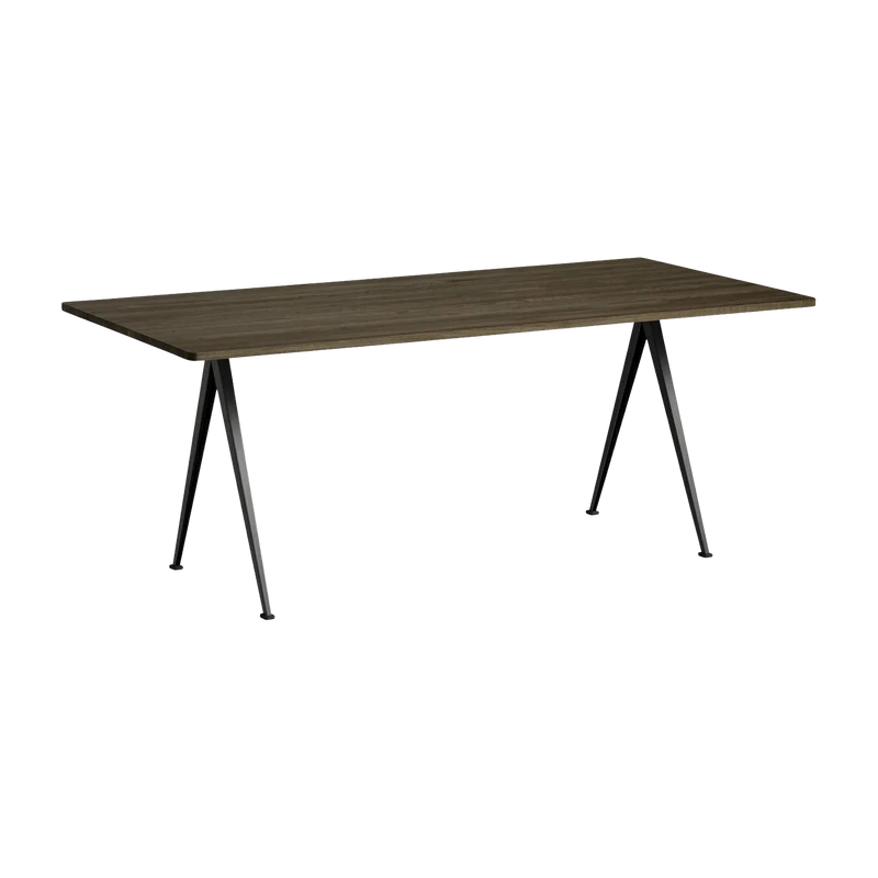 Table 190 cm en chêne massif fumé et acier noir Pyramid 02 - HAY