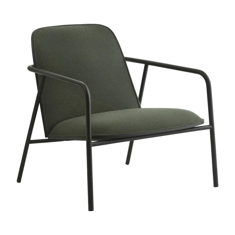 Fauteuil vert et coque en frêne noir Pad Lounge noir/Synergy Synergy LDS41 - Normann Copenhagen