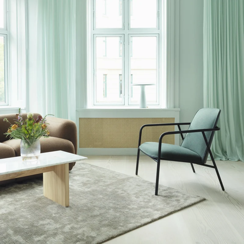 Fauteuil vert et coque en frêne noir Pad Lounge noir/Synergy Synergy LDS41 - Normann Copenhagen