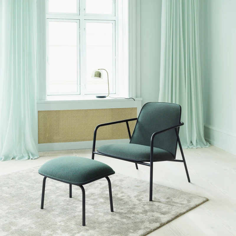 Fauteuil vert et coque en frêne noir Pad Lounge noir/Synergy Synergy LDS41 - Normann Copenhagen