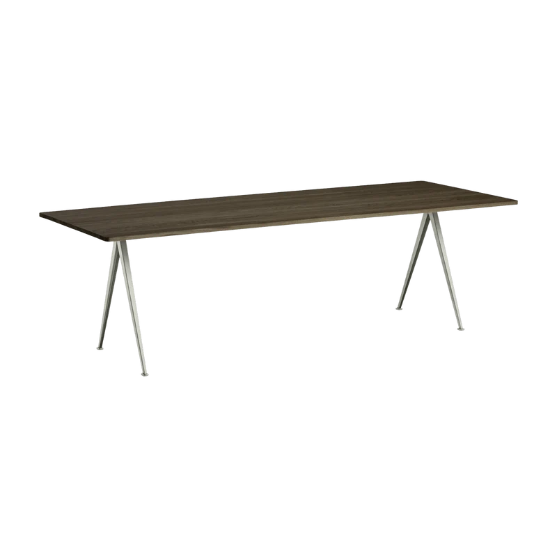 Table 250 cm en chêne massif fumé et acier beige Pyramid 02 - HAY