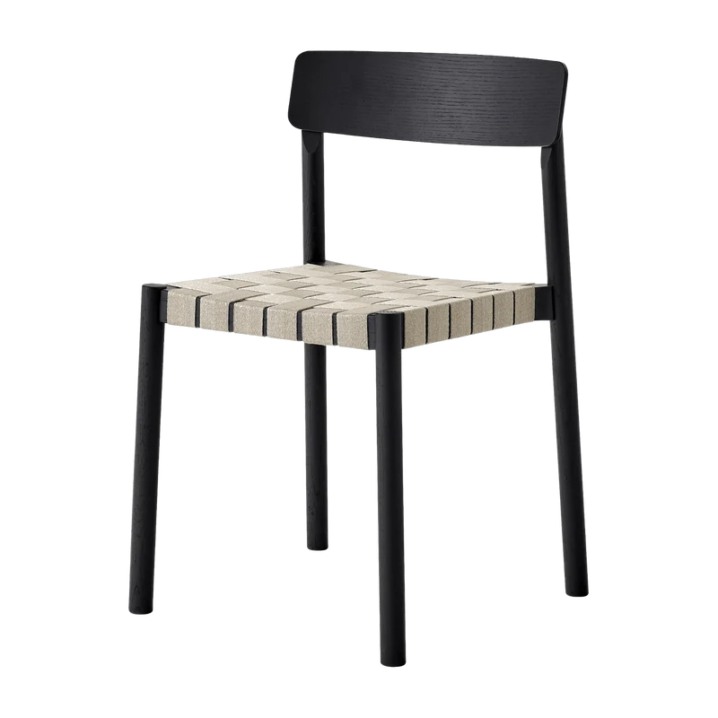 Chaise en bois noir et sangles en lin naturel Betty - &tradition