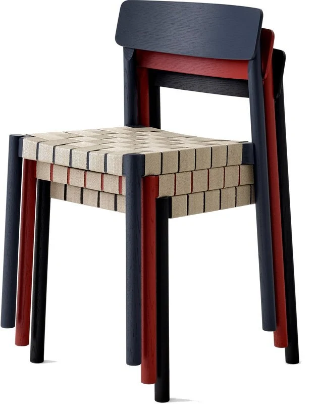 Chaise en bois noir et sangles en lin naturel Betty - &tradition