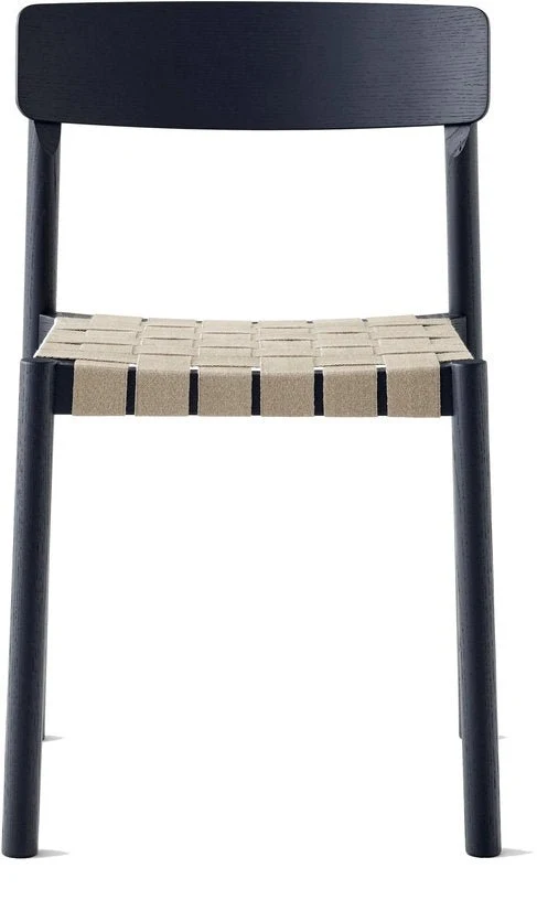 Chaise en bois noir et sangles en lin naturel Betty - &tradition