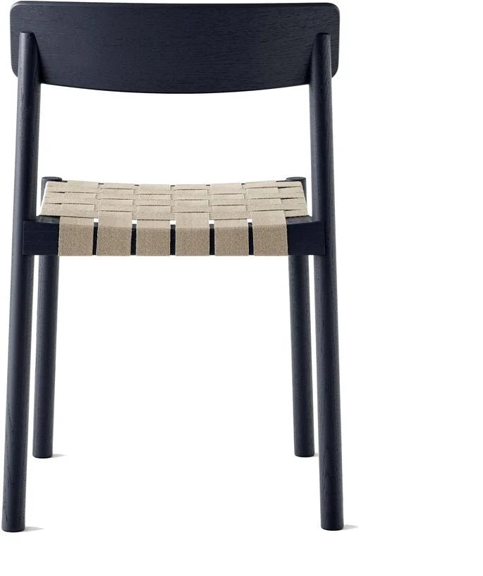 Chaise en bois noir et sangles en lin naturel Betty - &tradition