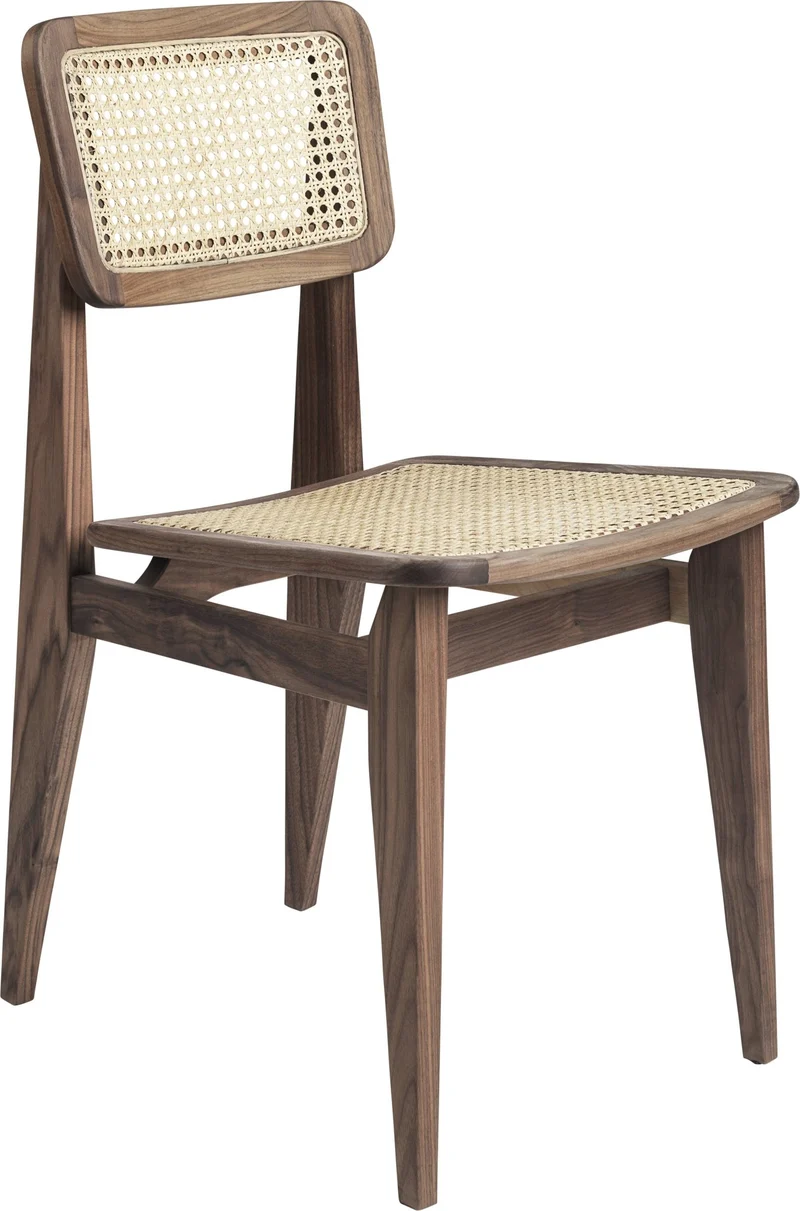 Chaise en cannage et bois de noyer C-Chair - Gubi