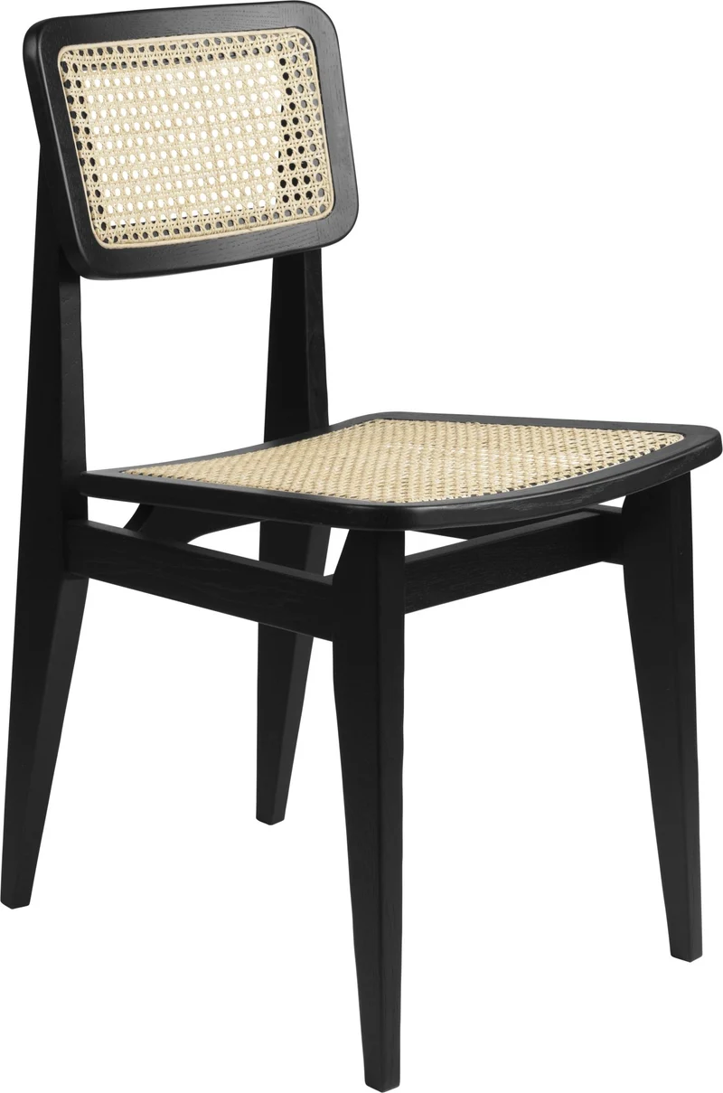 Chaise en cannage et bois de chêne noir C-Chair - Gubi