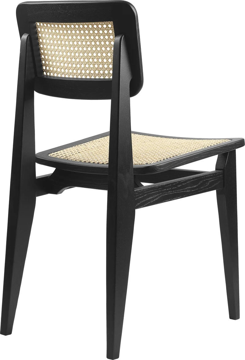 Chaise en cannage et bois de chêne noir C-Chair - Gubi