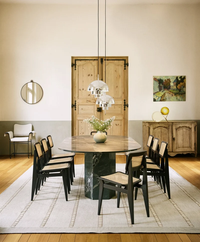 Chaise en cannage et bois de chêne noir C-Chair - Gubi