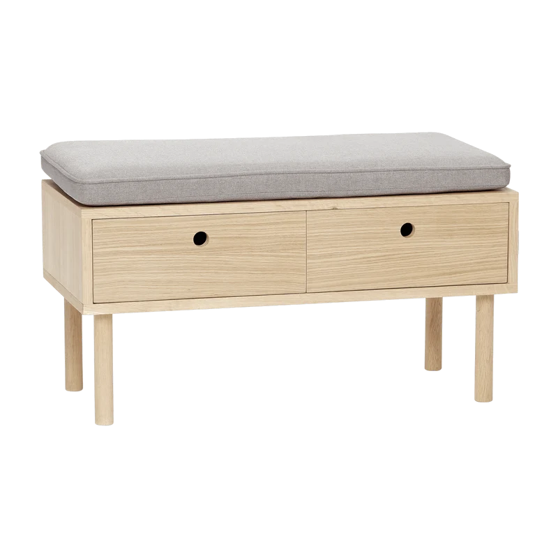 Banc avec son coussin en chêne naturel - Hübsch