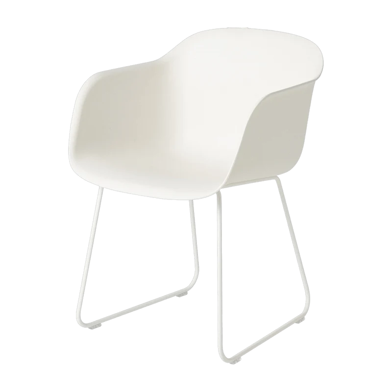 Fauteuil blanc piétement traîneau Fiber - Muuto
