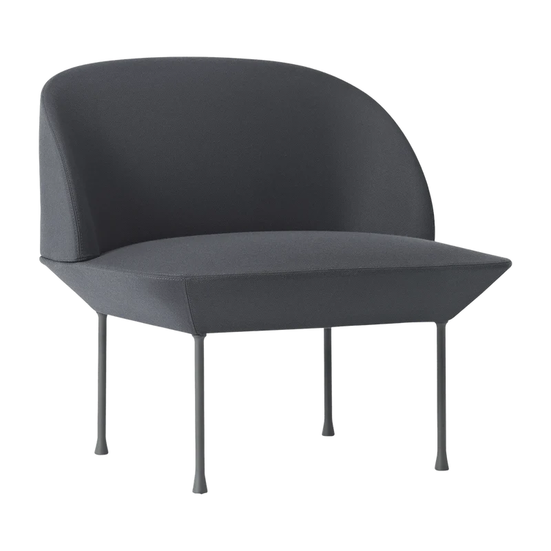 Fauteuil bleu foncé pieds gris foncé Oslo - Muuto