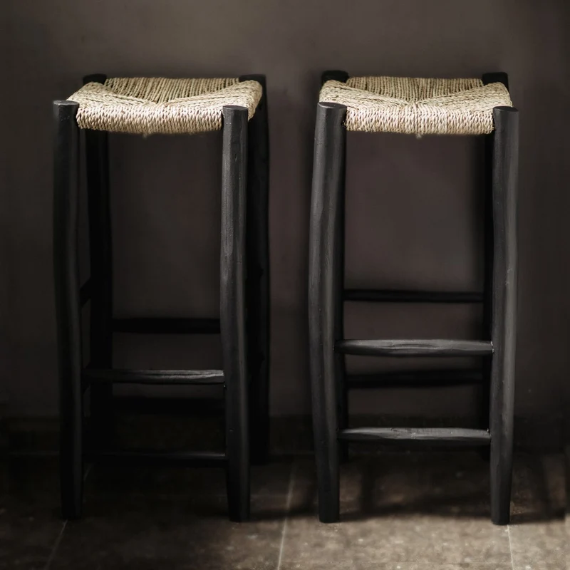 Tabouret de bar en bois noir 35x70 cm - Cosydar