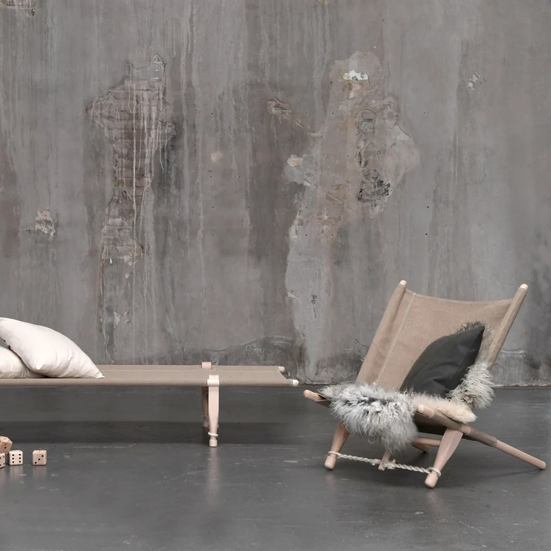 Chaise en bois et tissu beige OGK - Skovshoved Møbelfabrik & Co