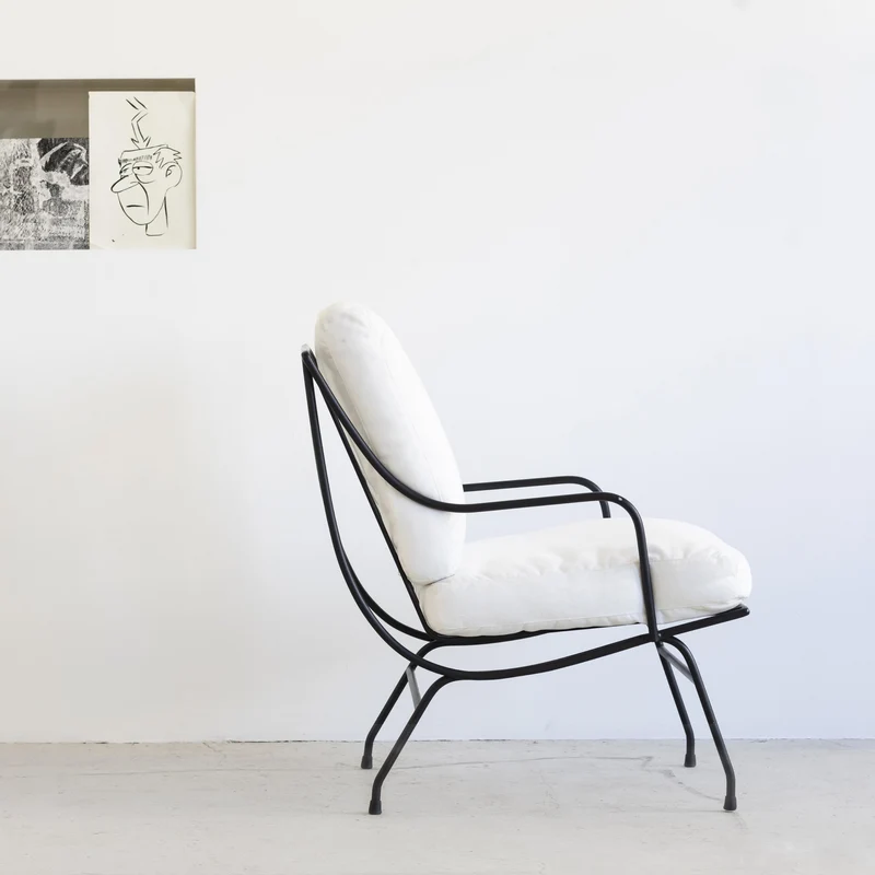 Fauteuil en acier noir avec coussin Stresa - Serax