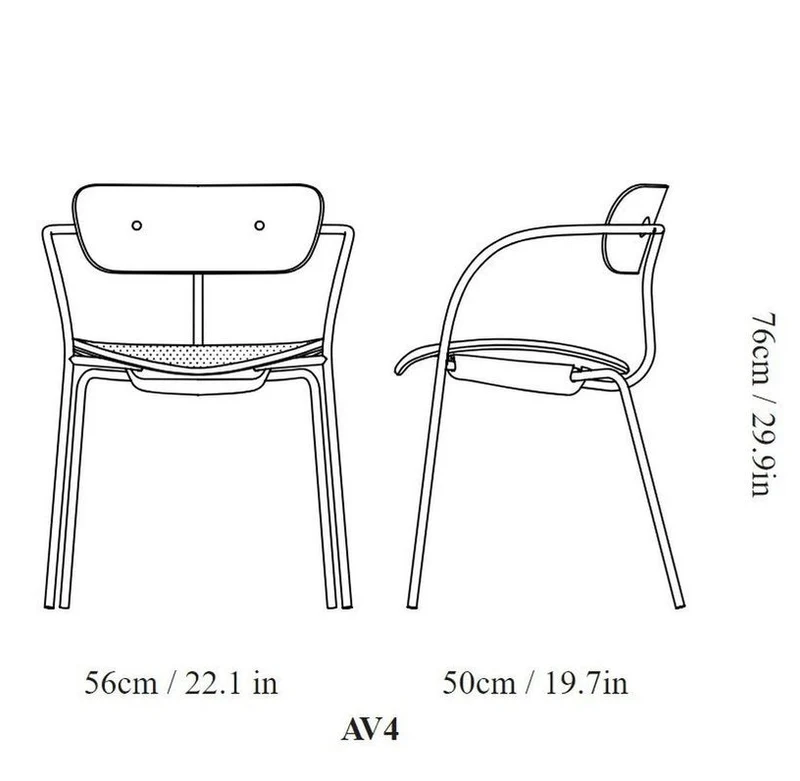Chaise avec accoudoirs en cuir et noyer AV4 Pavilion - &tradition