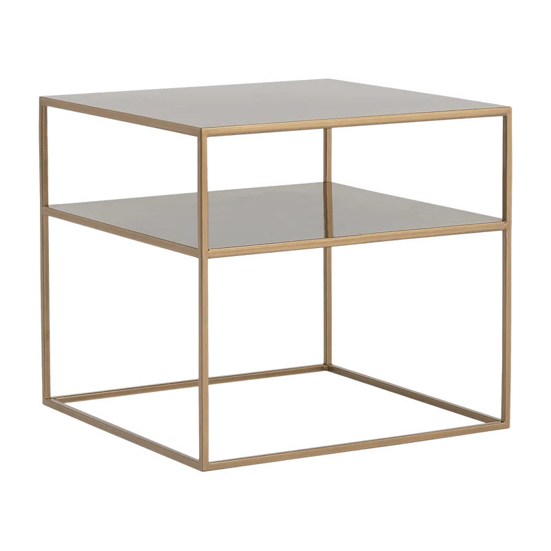 Table d'appoint carré à deux étages gold en métal 50 x 50 cm Tensio 2 - Custom Form