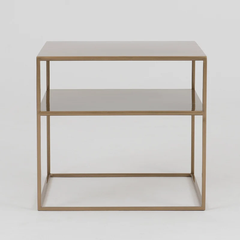 Table d'appoint carré à deux étages gold en métal 50 x 50 cm Tensio 2 - Custom Form