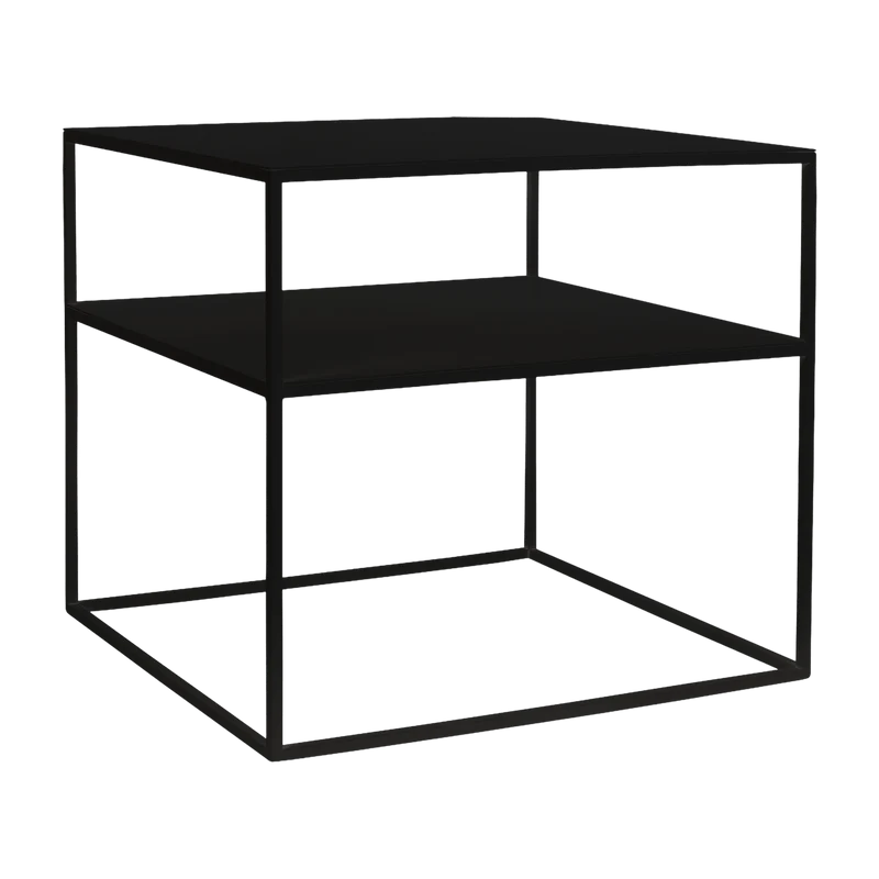 Table d'appoint carré à deux étages noir en métal Tensio 2 - Custom Form