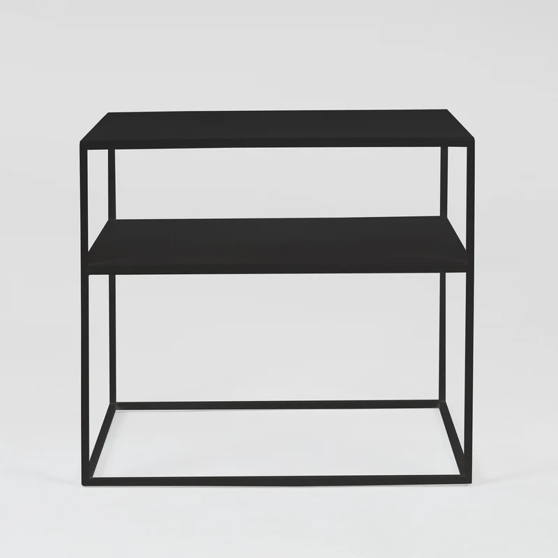 Table d'appoint carré à deux étages noir en métal Tensio 2 - Custom Form