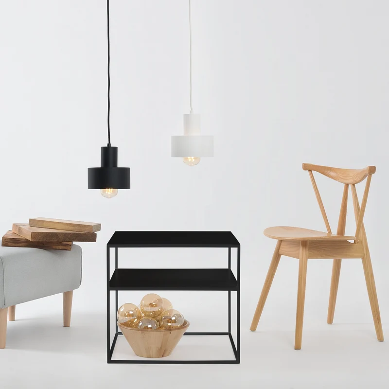 Table d'appoint carré à deux étages noir en métal Tensio 2 - Custom Form