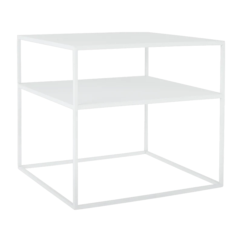 Table d'appoint carré à deux étages blanc en métal Tensio 2 - Custom Form