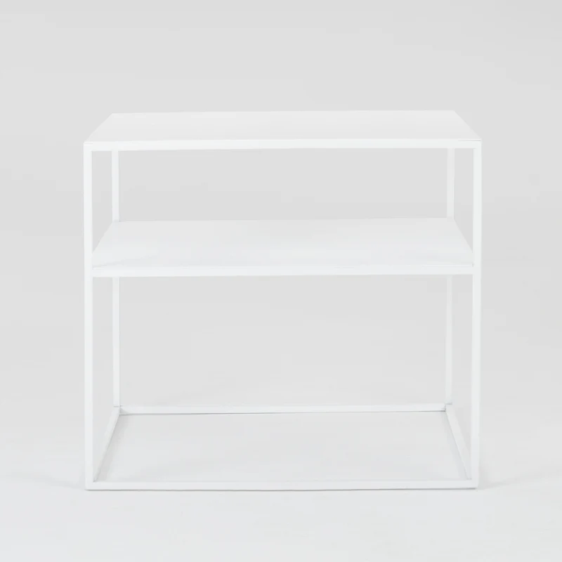 Table d'appoint carré à deux étages blanc en métal Tensio 2 - Custom Form