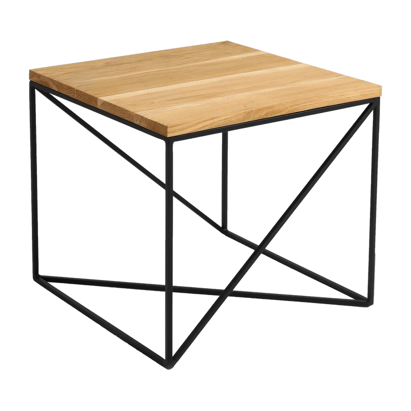 Table d'appoint carré en bois et piètement noir Memo Wood - Custom Form