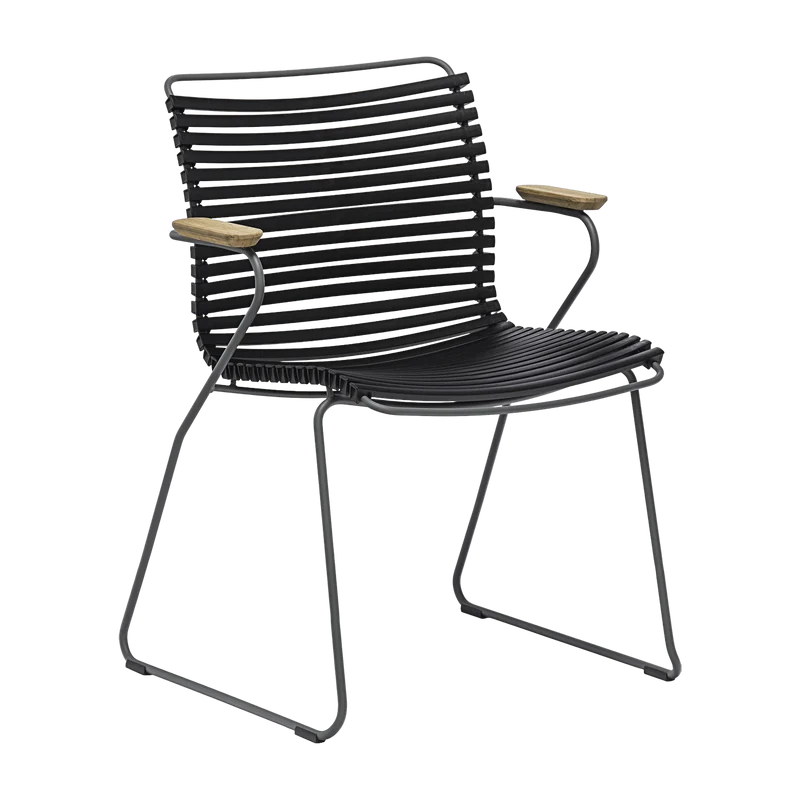 Chaise en métal et plastique noir avec accoudoirs CLICK - Houe
