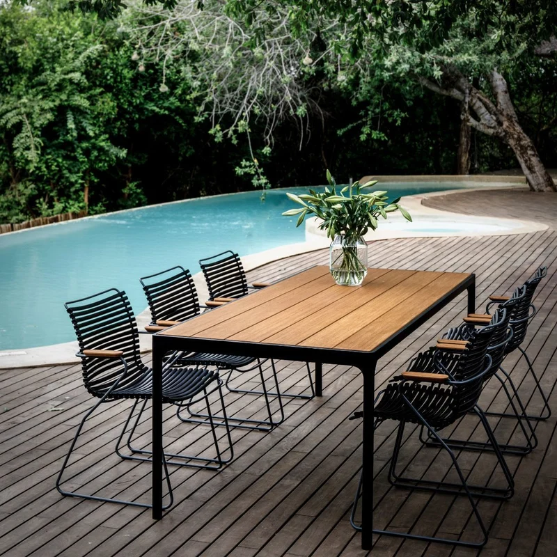 Chaise en métal et plastique noir avec accoudoirs CLICK - Houe