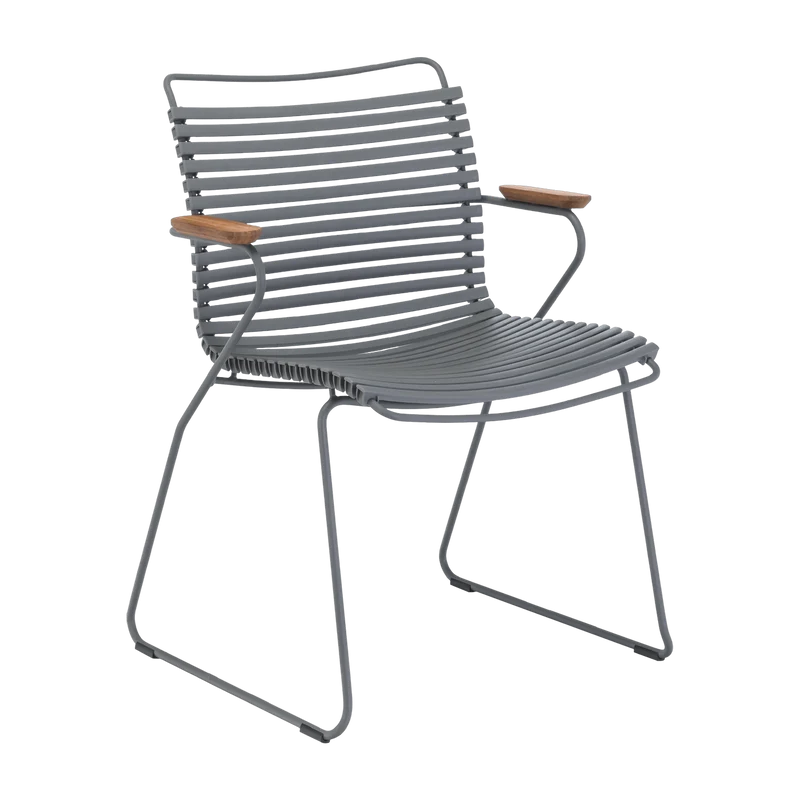 Chaise en métal et plastique gris foncé avec accoudoirs CLICK - Houe