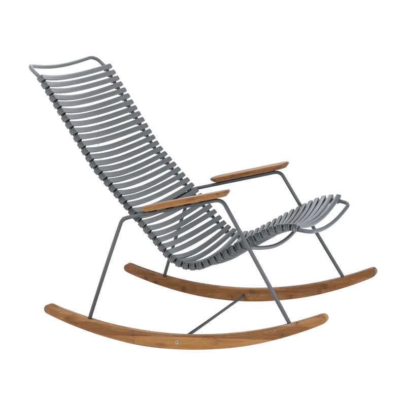 Chaise berçante en métal et plastique gris foncé CLICK - Houe