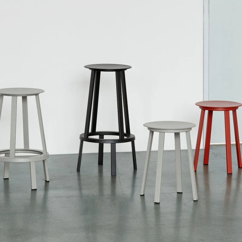 Tabouret de bar 65cm en aluminium gris Revolver - HAY