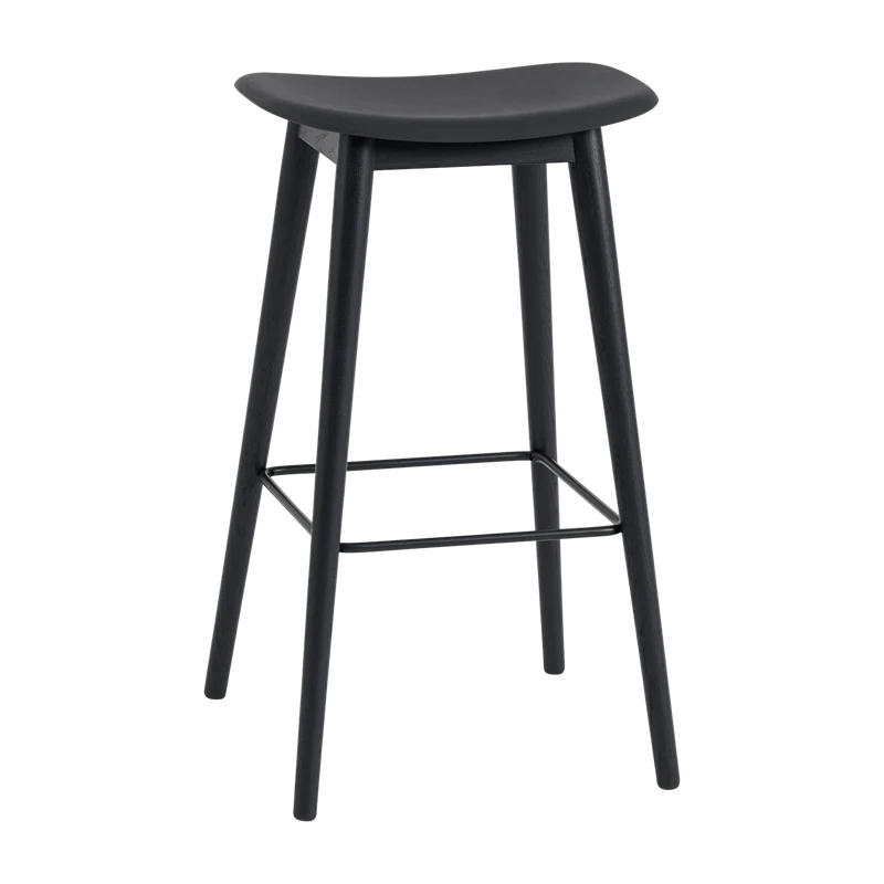 Tabouret de bar 75 cm noir piétement en chêne Fiber - Muuto