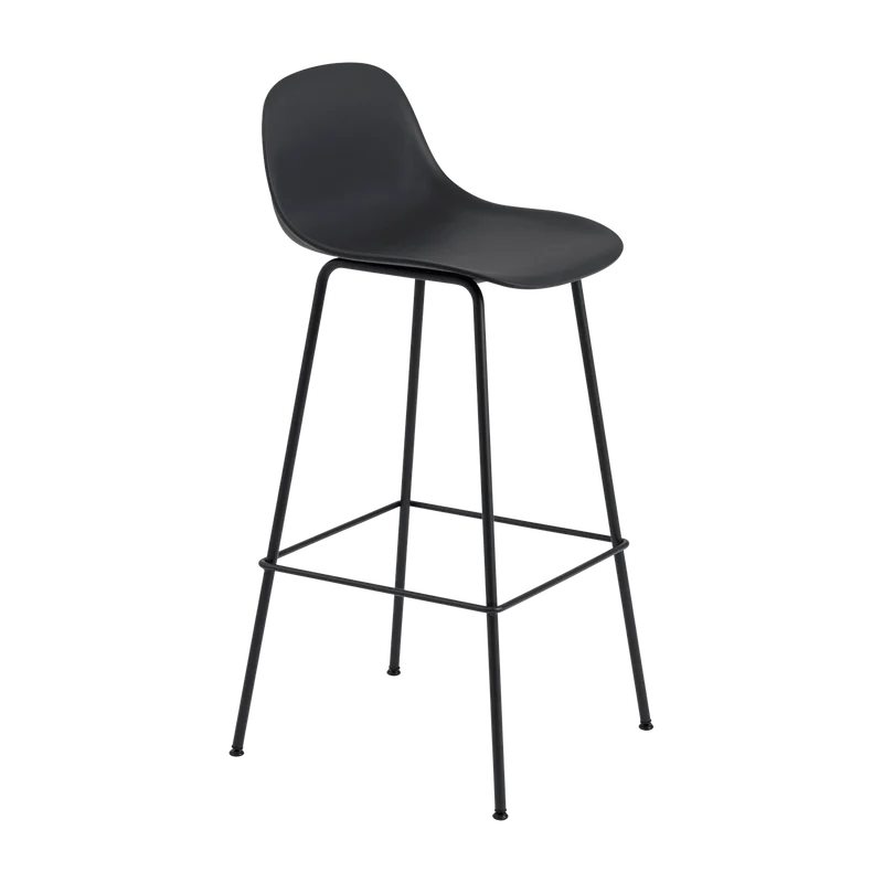 Chaise de bar 75 cm noire piétement tubes Fiber - Muuto