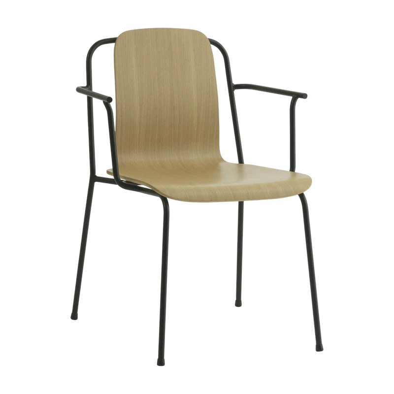 Chaise avec accoudoirs en chêne structure noire Studio Oak - Normann Copenhagen
