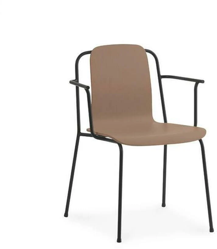 Chaise avec accoudoirs marron structure noire Studio Brown - Normann Copenhagen