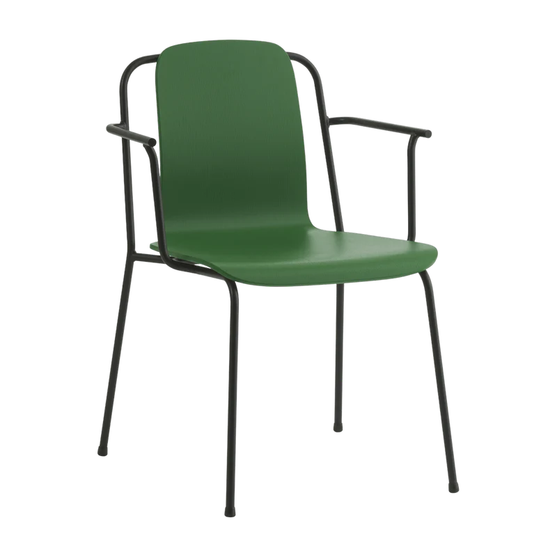 Chaise avec accoudoirs vert structure noire Studio vert - Normann Copenhagen