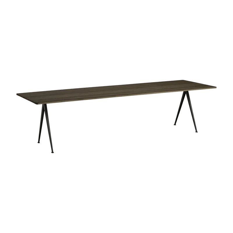 Table 300 cm en chêne massif solide fumé et acier noir Pyramid 02 - HAY