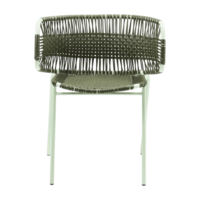 Chaise en acier avec accoudoirs vert Cielo - Ames