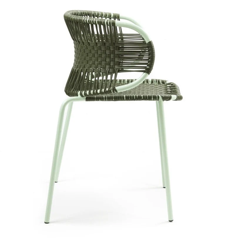 Chaise en acier avec accoudoirs vert Cielo - Ames