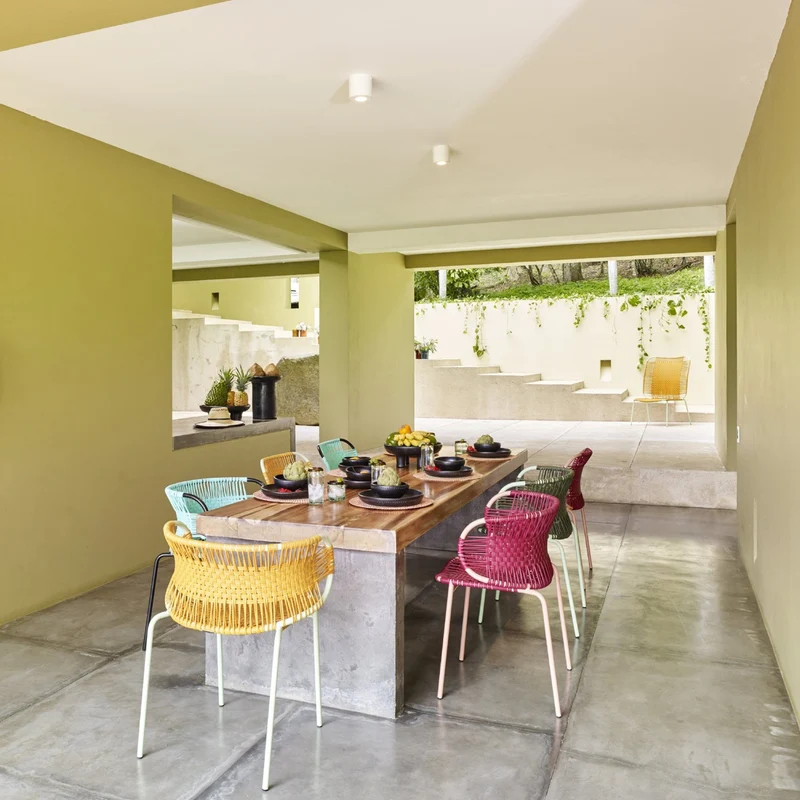 Chaise en acier avec accoudoirs vert Cielo - Ames
