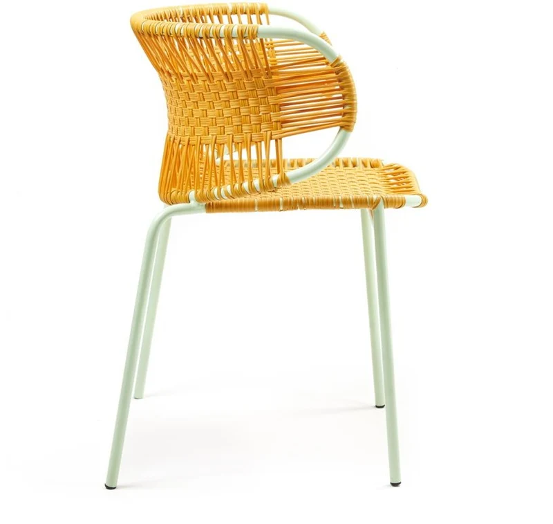 Chaise en acier avec accoudoirs jaune Cielo - Ames