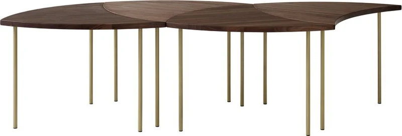 Table basse en noyer et pieds laiton Pinwheel HM7- &tradition
