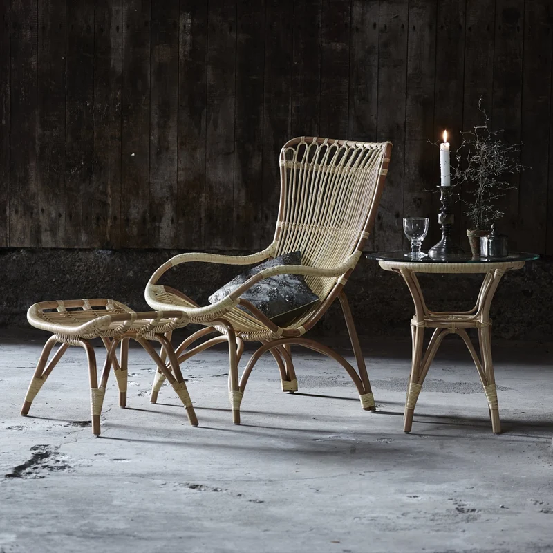 Repose-pieds en rotin foncé Monet - Sika Design