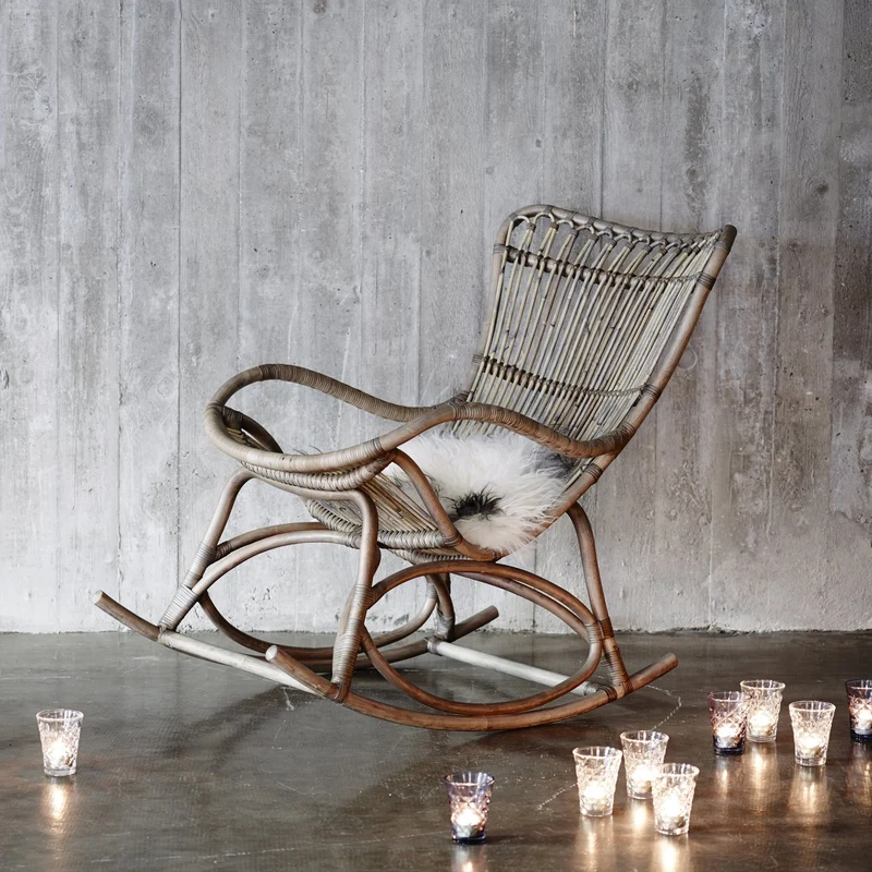 Fauteuil à bascule en rotin clair Monet - Sika Design