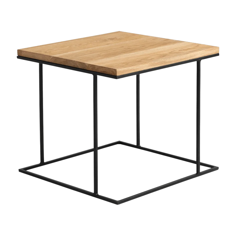 Table basse carré en métal chêne massif Walt - Custom Form
