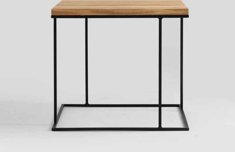 Table basse carré en métal chêne massif Walt - Custom Form