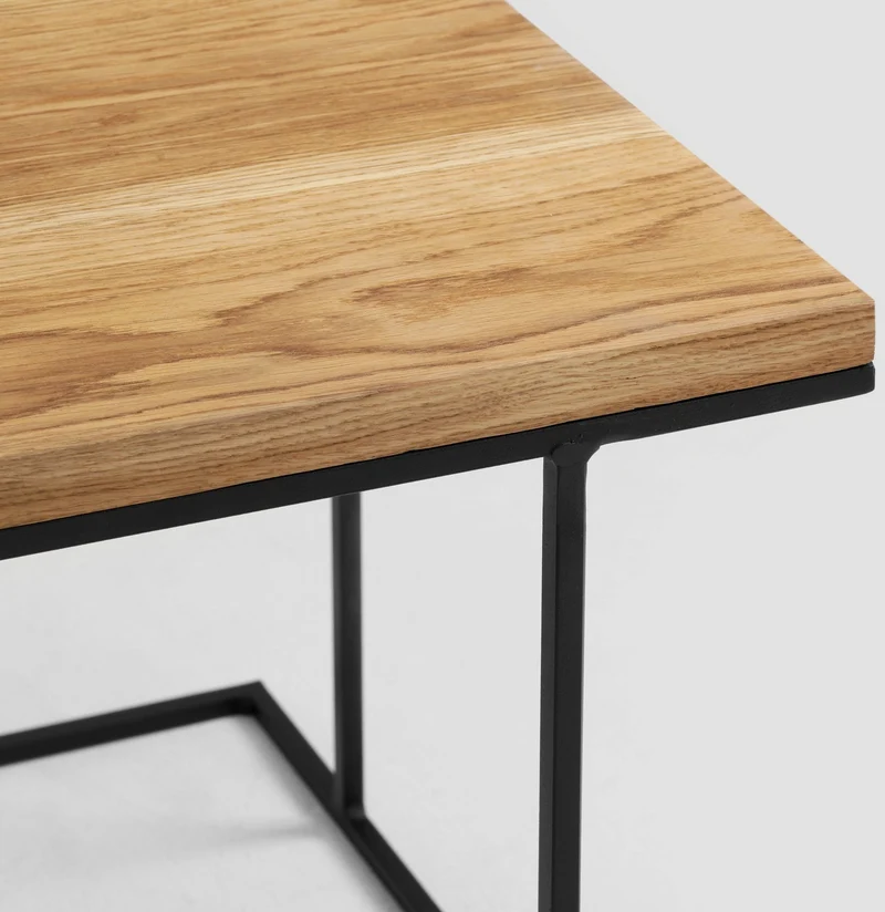 Table basse carré en métal chêne massif Walt - Custom Form